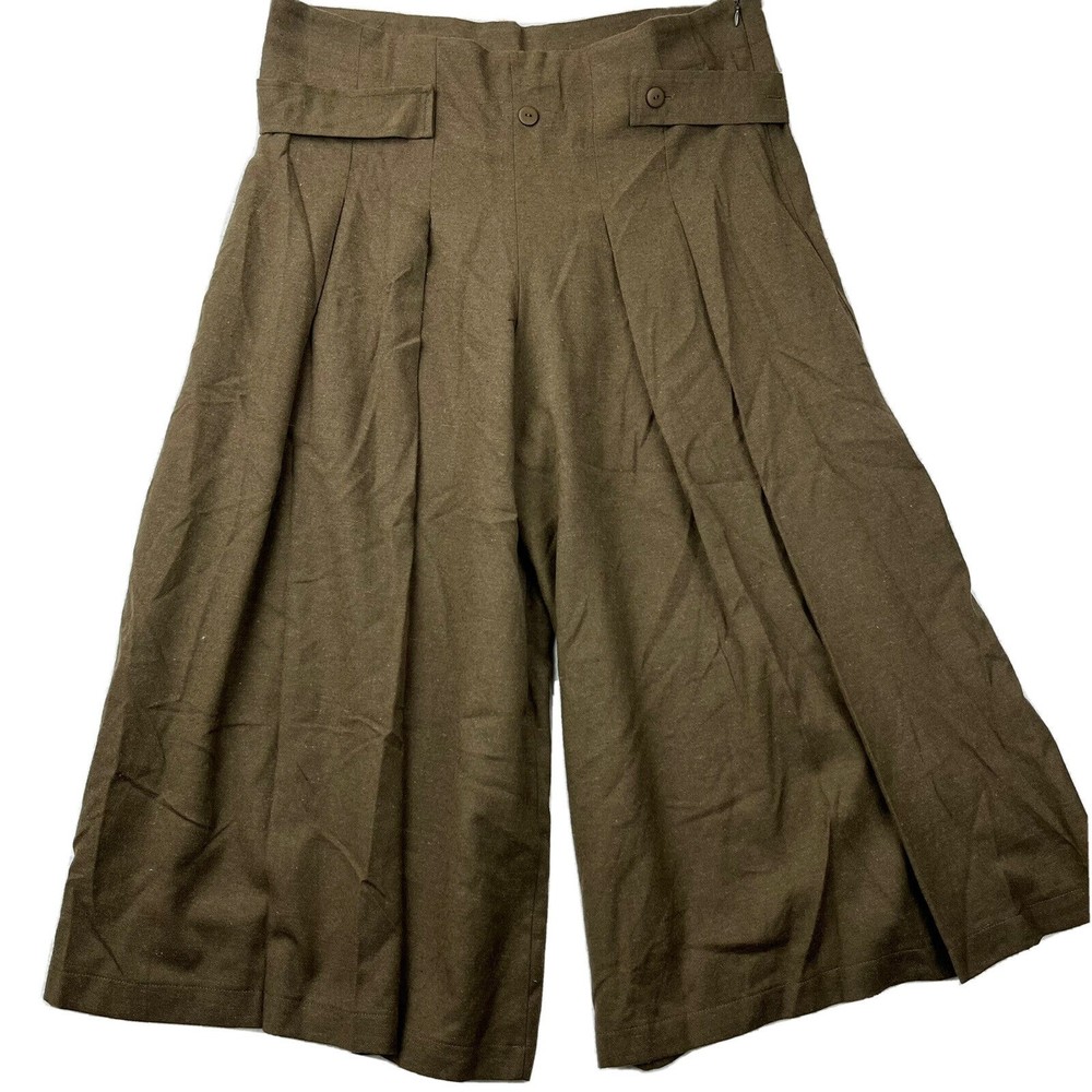 LUUKAA Womens Cropped Wide Leg Pants Culottes Wool Blend  Size 10 NWT Brown